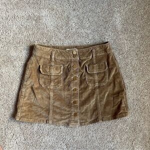Jolt Brown Velvet Button Skirt